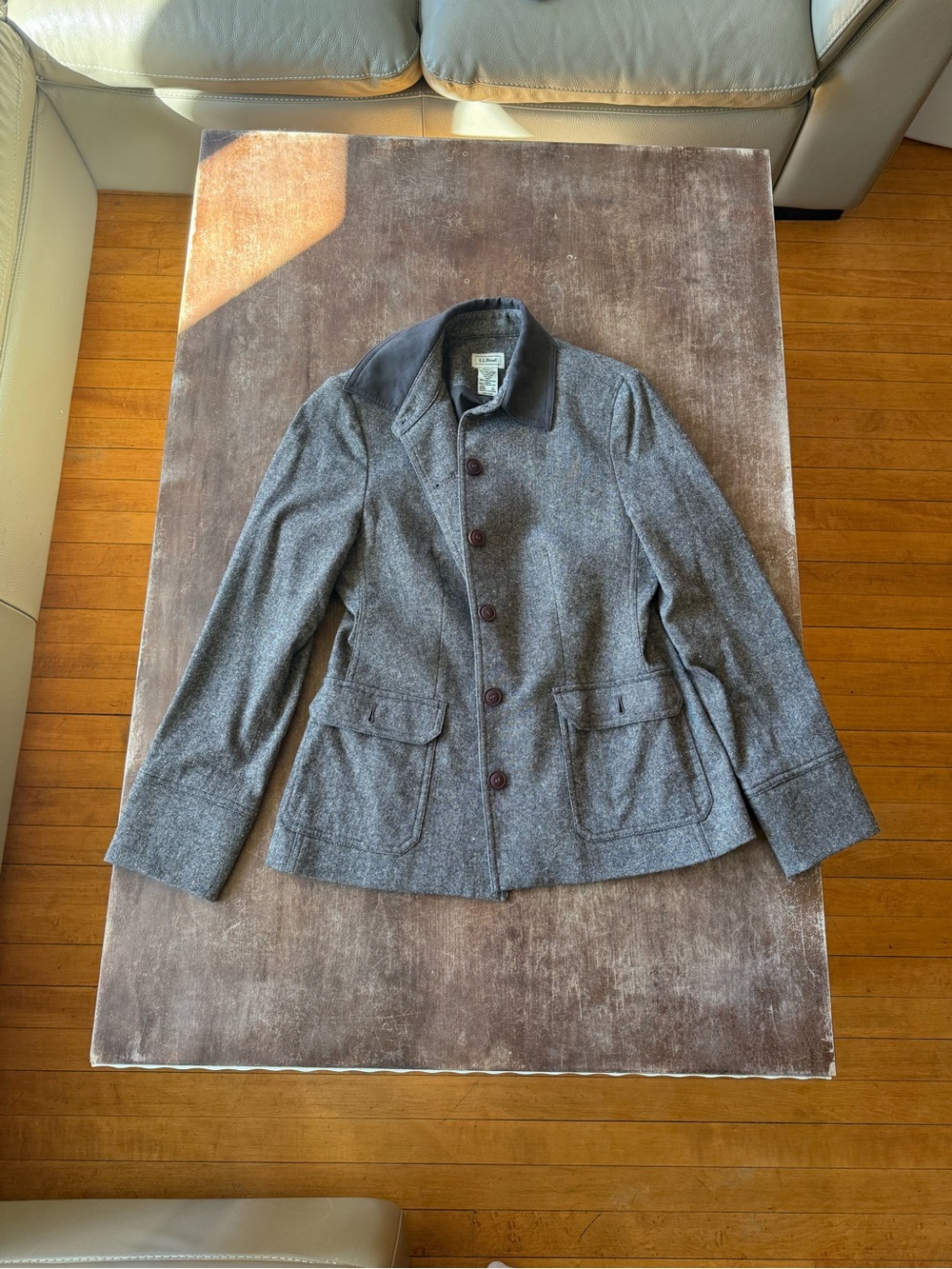 L.L. Bean Women's Tweed Gray Button Jacket
